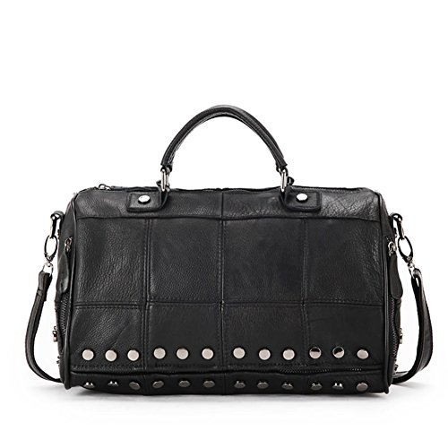 Sac à main en cuir à rivets bandoulière pour femme porté épaule et diagonal