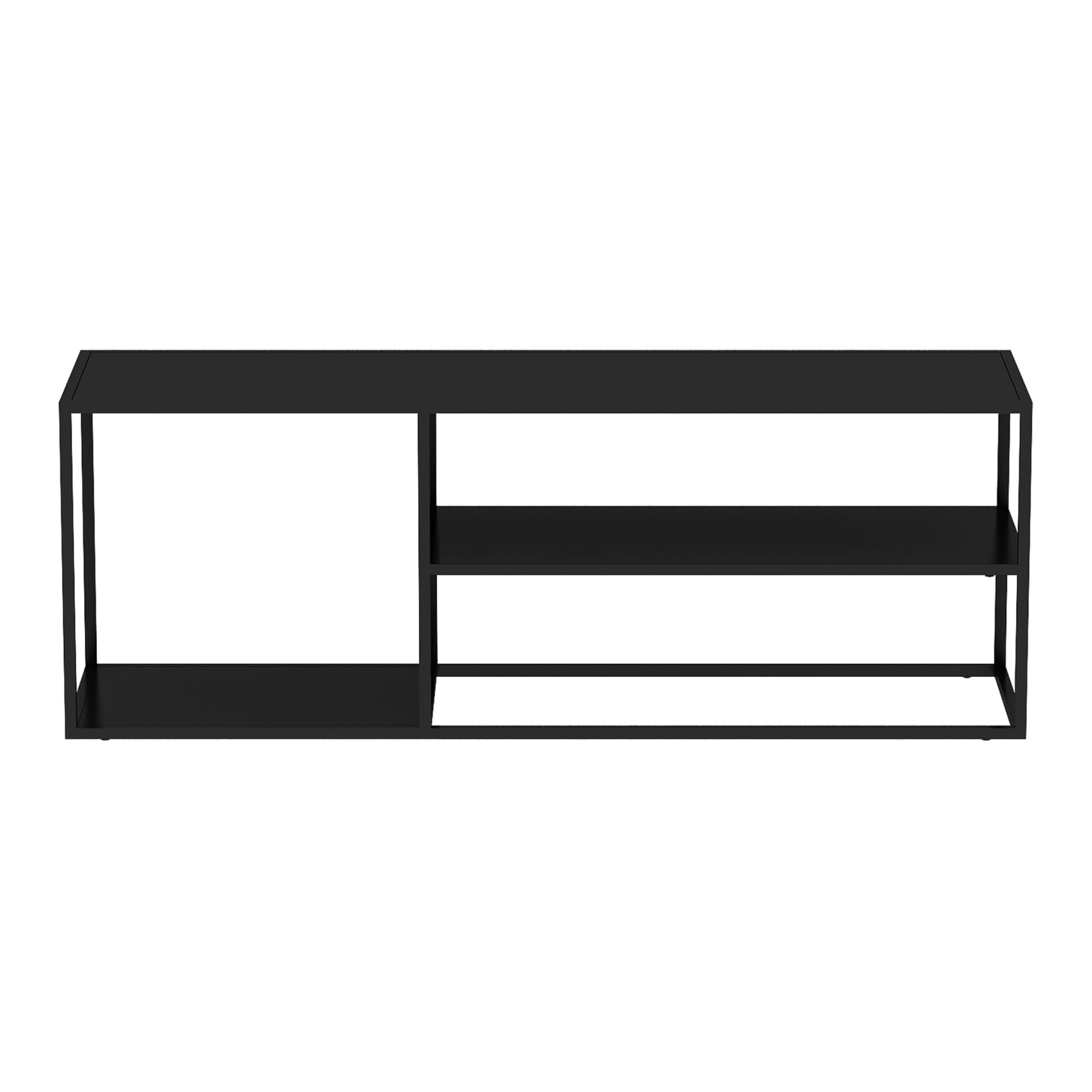 [en.casa] Tavolino Basso da Soggiorno 120 x 50 x 50 cm Tavolino Rettangolare in Accaio a 3 Piani di Appoggio Tavolino da caffè - Nero Opaco
