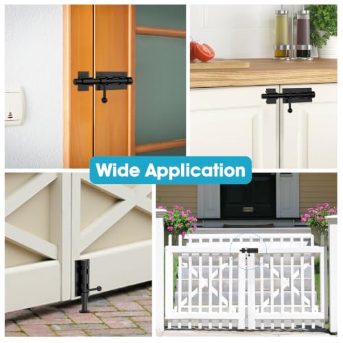 Image of 6.3 Inch Slide Bolt Gate Latch, Barrel Bolt Latch, 4 Pack Black