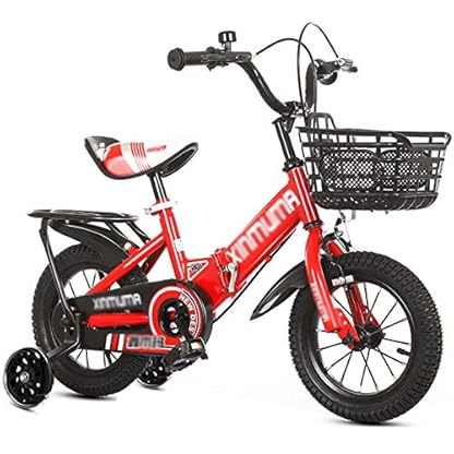 无 12,14,16,18 Zoll klappbares Kinderfahrrad, Stahlrahmen Mädchen- und Jungenkinderfahrrad mit Stützrädern, für 2-10 Jahre altes Kinderfahrrad, mit Rücksitz