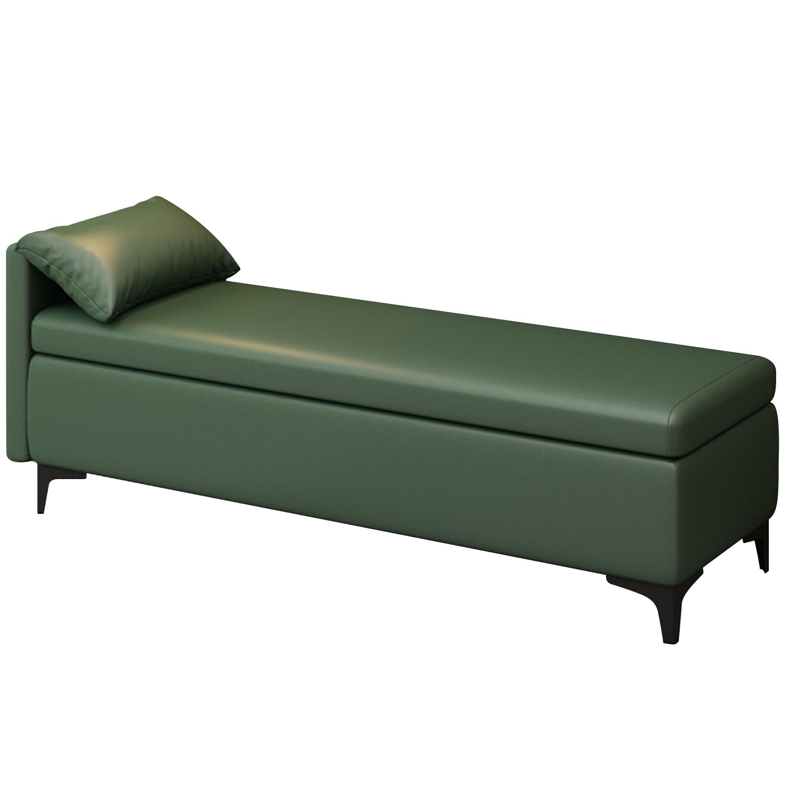 MSHGSKU PU Upholstered Storage Bench with Metal Legs Foldable Shoe Rack 150kg Capacity Entryway Seating Green 51.18in 130cm Stylish Living Room & Bedroom Furniture