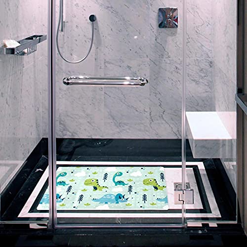 Tapis de baignoire antidérapant vert et bleu avec ventouses pour enfant