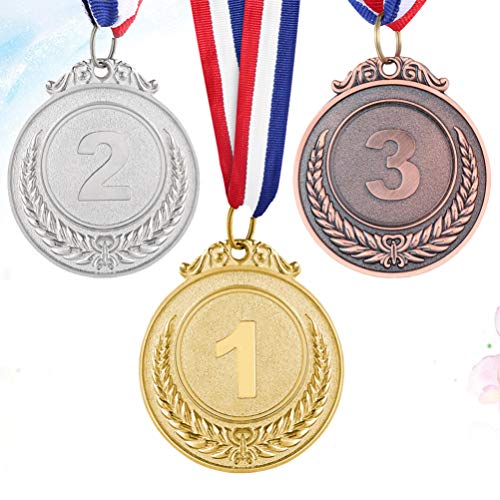 Toyvian Medalhas de Prêmio de Medalhas de Bronze de Prata Dourado com Fita de Números Universais Med