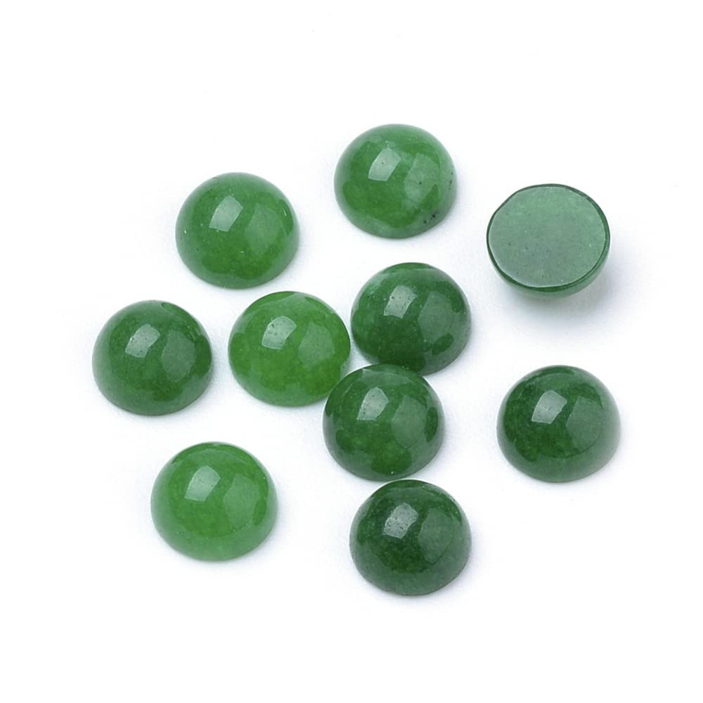 Craftdady 50PCS Flat Round Cabochon 6mm Dyed White Jade Green Chakra Healing Crystal Half Round Dome Cabs Flat Back Covers For Jewellery Making — image 1