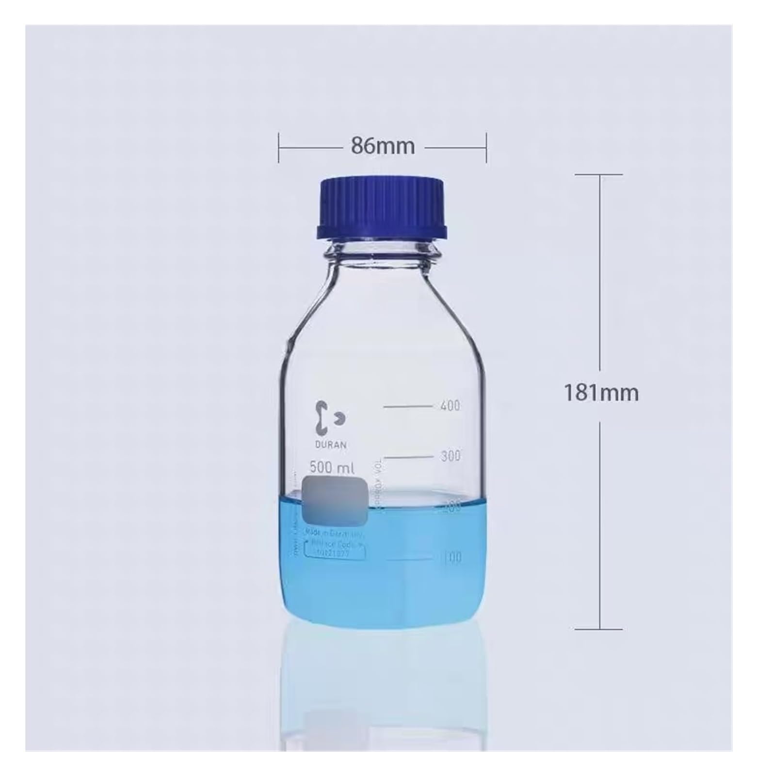 Laboratorio 25 250 500 1000mL della bottiglia del reagente con tappo blu a vite in vetro borosilicato alto(50mL)