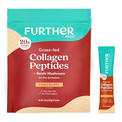 Further Food Chocolate Collagen Peptides Powder with Reishi Mushroom - 100% Grass-Fed, Hydrolyzed...