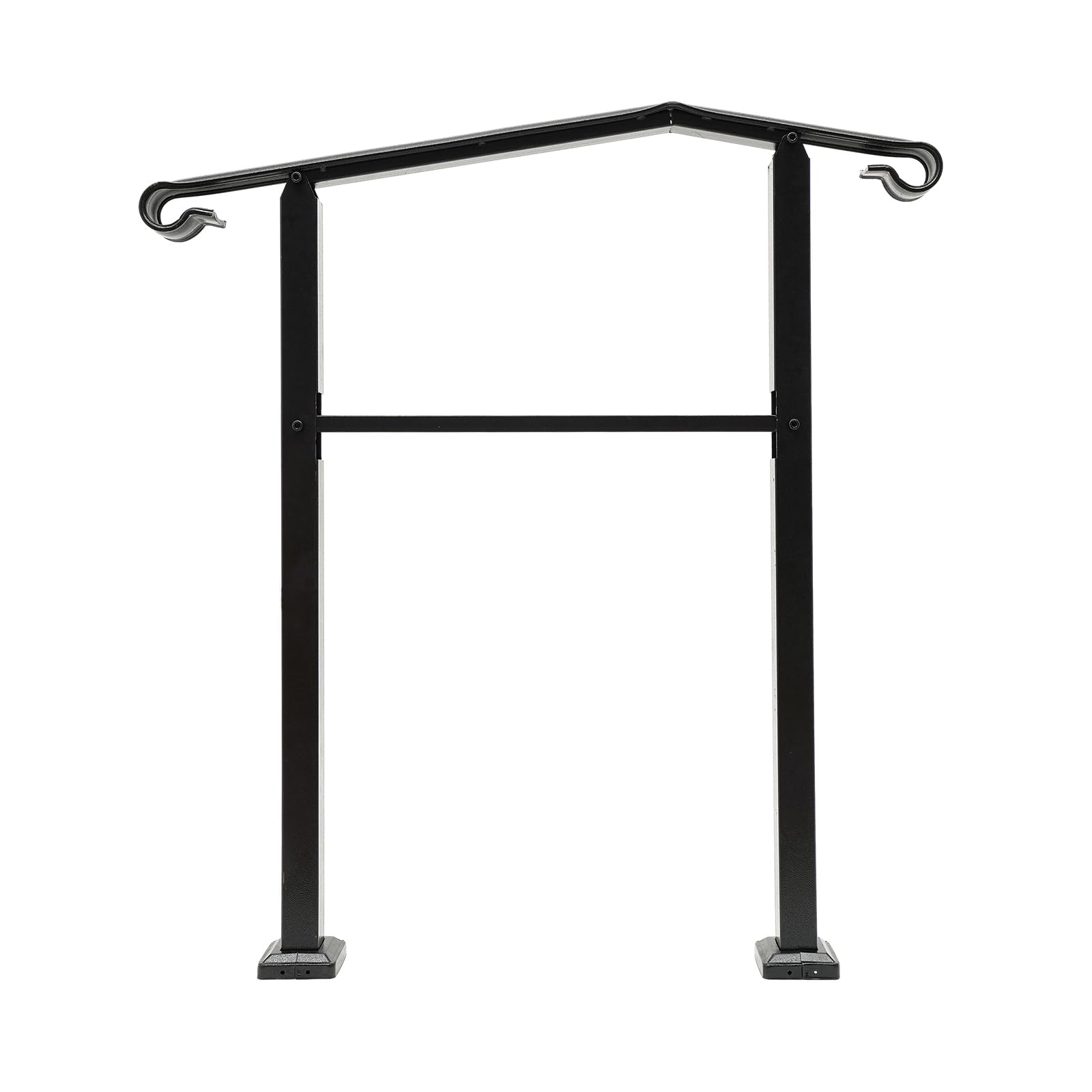 Outdoor Stair Handrail,3 FT Freestanding Metal Stair Railing Exterior Steps Handrails,Carbon Steel 3-Step Staircase Handrails Transitional Railing for Porches Balconies Gardens (3 FT, Black)