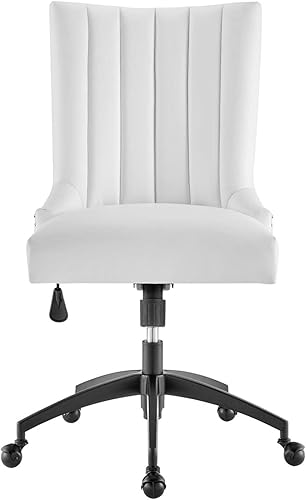 Miniatura 5 de Modway Empower Channel - Silla de oficina de cuero vegano copetudo en blanco y negro