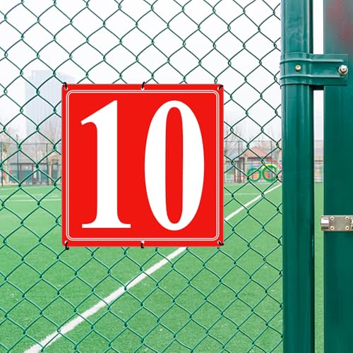 Image of Premium Aluminum Number Signs 10, Metal 12 inch X 12 inch Red Numbered Signs Outdoor for Parking Lots, Floor, Dock, Court, Aisle, Field, High Visibility, No Fade, Weather-resistant