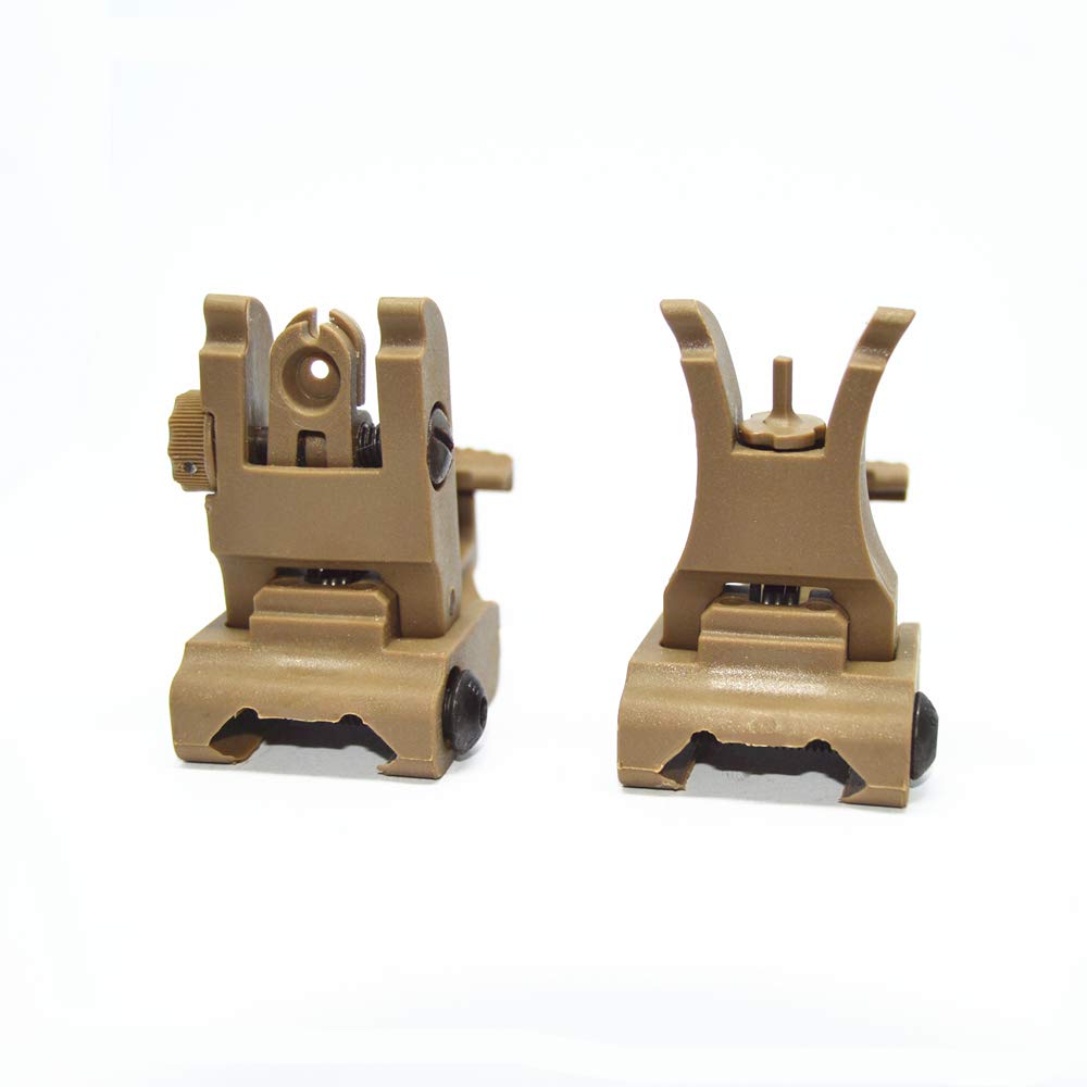 HWZ Front and Rear Sight for Flat Top Low Profile Flip-Up Sight Set (Dark Earth)