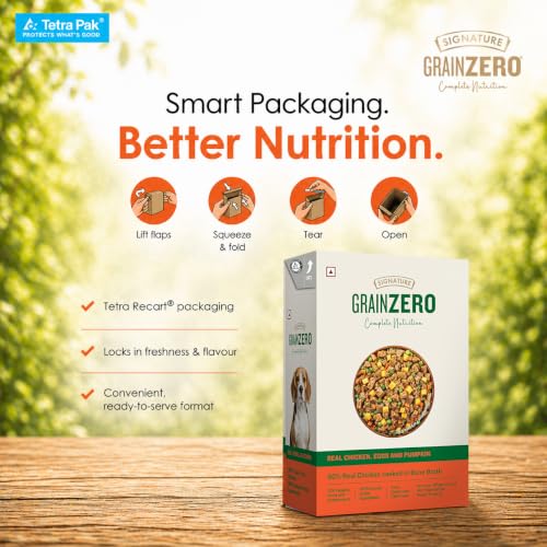 Image of Grain Zero Dog Fresh Food Tetra Pak Real Chicken, Egg & Pumpkin, for Adult & Puppy, 350g | Supports Joint & Health | Immune System | Anti Inflammatory Properties | Ready to Serve | One Pack One Meal