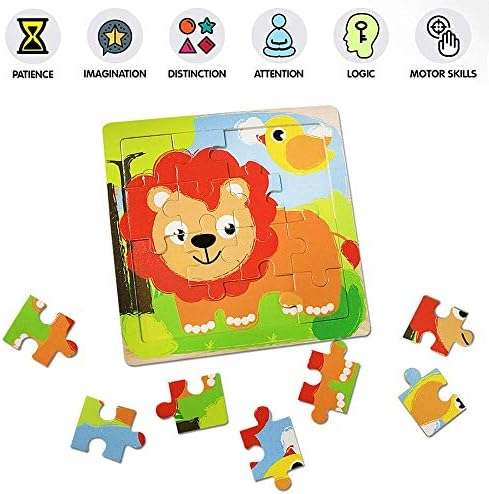 Puzzles Toys for Kids for Age 3-5, 16 Pieces Vibrant Wooden Animals & Vehicle Kids Educational Puzzles for Toddlers, Set of 6 Preschool Puzzle Autism Children Puzzles Learning Toys 2 512NMpVTt7L. AC