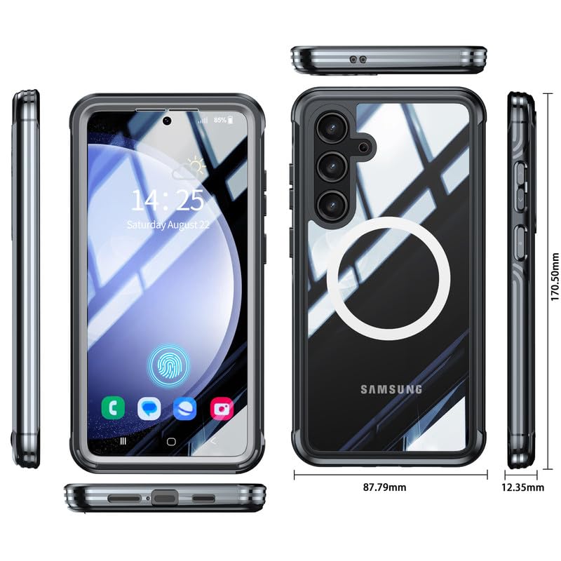 Image of LuxuryKase Shockproof Front & Back Cover for Samsung Galaxy S24 with Full Body Protection | Strong Grip | Camera & Screen Guard | Wireless Charging Support | Durable TPU+PC Design - Black