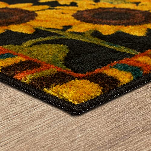 Mohawk Home Machine Washable Kitchen Mat, Sunflower Garden Black (Set: 2'6" X 4'2", 2' X 3'4", And 1'6" X 2'6" Slice) #TOP5