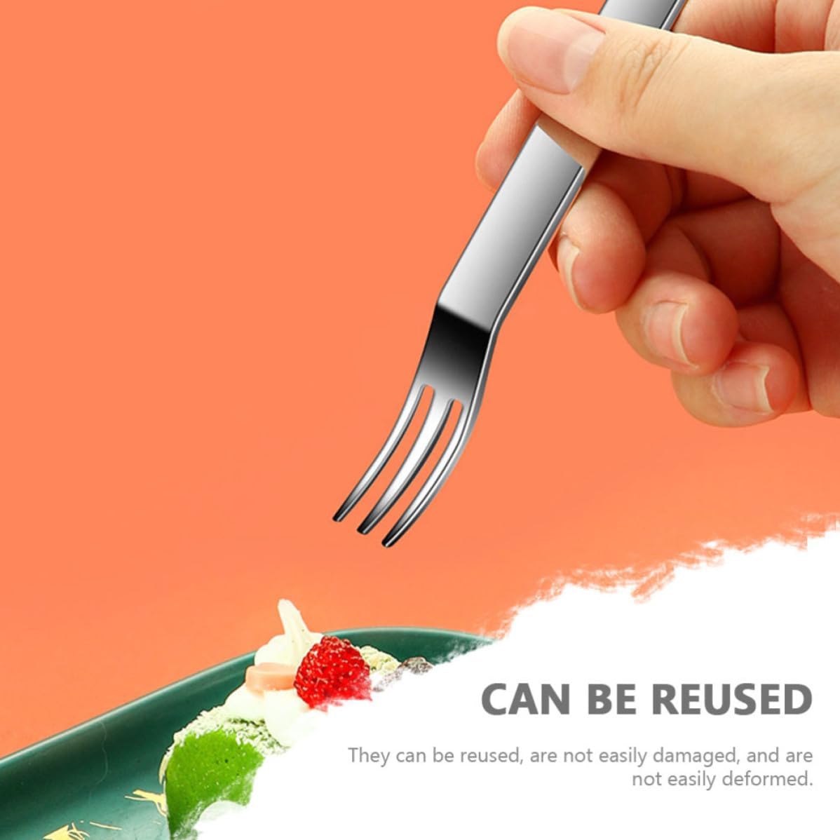 Silver 304 Stainless Steel Fruit Picks Dessert Forks with Rack