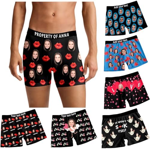 Custom Underwear for Men Boyfriend Husband Boxers with Face Personalized Funny Boxer with Photo Valentines Day Outfits