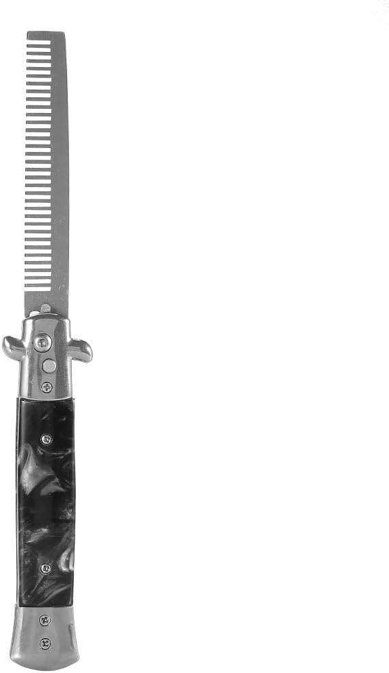 Men Hair Styling Comb, Switchblade Spring Folding Push Button Pocket