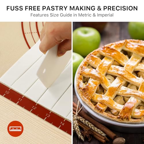Image of Silicone Baking Mat,28 inch x 20 inch Extra Thick Large Non Stick Sheet Mat with Measurement Non-slip Dough Rolling Mat,Reusable Food Grade Silicone Counter Mat for Making Cookies,Macarons,Bread and Pastry