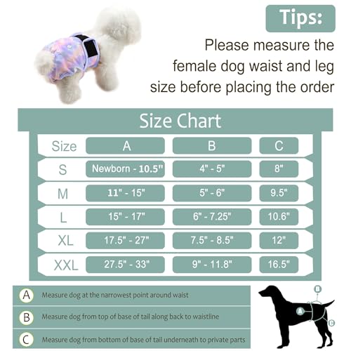 Image of 3 Pack Female Dog Diapers - Reusable Diapers for Doggie in Heat - Highly Absorbent Dog Diapers Female for Pet Incontinence with Adjustable Snaps (Tie Dye, S)