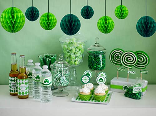 Image of ZOOYOO 12Pcs 6 inch 10 inch Honeycomb Balls Decorations Hanging Tissue Paper Pom poms for Birthday Wedding Engagement Holidays Home Decor St. Patrick's Day Decoration(Green)