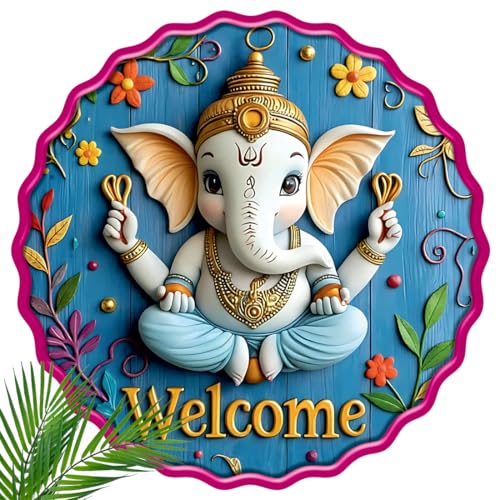 Image of Casa Rica MDF Wooden Wall Art 12x12 Inch | Ganesh Ji Sparkle Laminated Wall Hanging Frame for Living Room, Bedroom, Office & Pooja Room | Modern MDF Home Decor Painting | Wall Hanging Gift Item (GD 002)