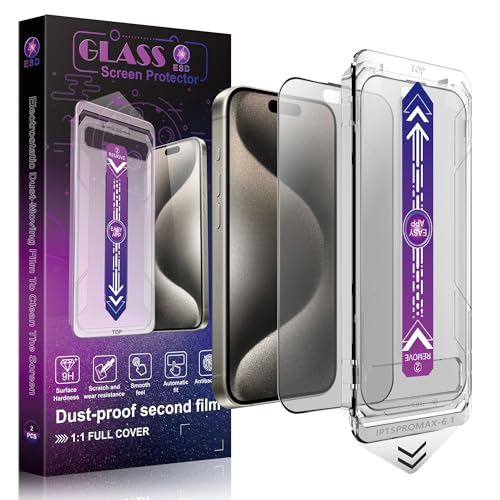 Film verre trempé iPhone 15 Pro Max anti-poussière pose facile