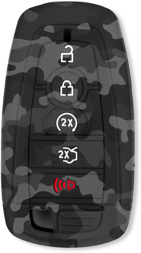 RECON Fits 2018-26 Ford F150, Raptor & Super Duty F250, F350, F450, F550 Bronco Ranger Maverick Escape 100% Silicone Rubber Rugged Smart Key Fob Protection Cover Premium Quality 5 Button (ARCTIC CAMO)