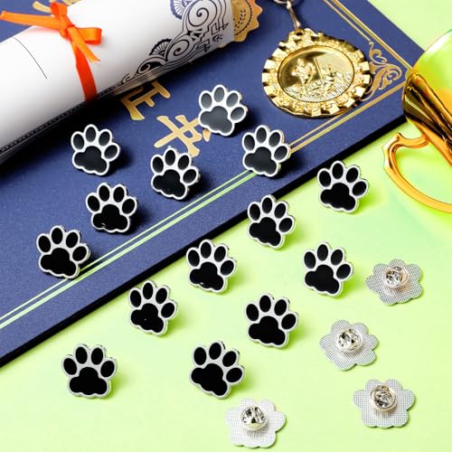 24 Pack Paw Award Lapel Pin Bulk Enamel Lapel Pins School Student Awards Cute Cat Dog Paw Print Badge Brooches Brooch Animal Badge for Students Teacher Employees Staff Team Gift4