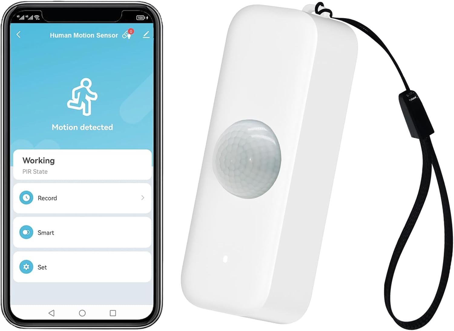 WiFi PIR Motion Sensor: Smart Indoor with App Notification Alert and Recording Infrared Motion Detector for Remote Monitoring and Home Automation with Lanyard (1 Pack)-image-11