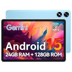 2026 Tablet 10 Inch Android 15, 24GB RAM 128GB ROM 1TB TF, Gemini AI, 1280 * 800 HD, 6600mAh, Dual Camera, GPS, WiFi 6, BT 5.0, Widevine L1, GMS Tablet with Case (Blue)
