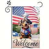 HOMETITUTE 4th of July Independence Day Patriotic Yorkshire Terrier Garden Flag 12x18 Inch Double Sided American Dog Yard Flag, Outdoor Memorial Day Lawn Decorations (Dachshund, 12×18 Garden Flag)