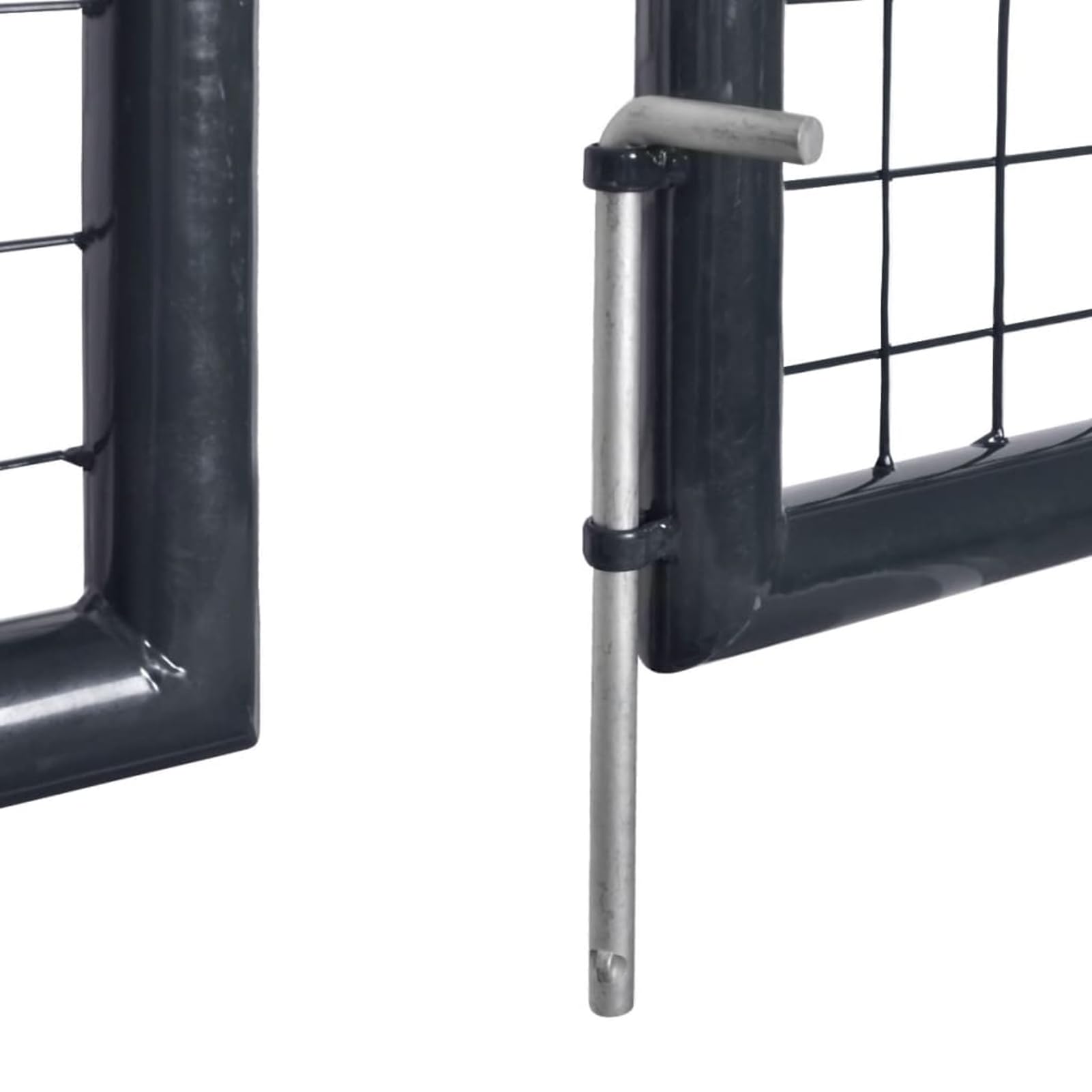 Puerta de jardín de malla doble con 3 llaves, 289 x 100 cm, acero galvanizado, color gris
