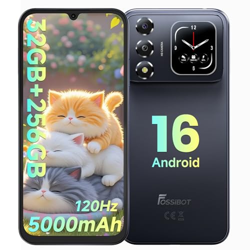 Image of FOSSIBOT S7 Android 16 CellPhones, 32GB+256GB+2TB Unlocked Phone, 6.9 inch FHD Display 120Hz Dual-Screen Smartphones, 5000mAh Battery 4G Dual Sim Mobile Phone (Black)
