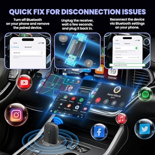 Image of Dyazo 2-in-1 Wireless CarPlay & Android Auto Adapter | Plug & Play USB /Type-C | Converts Factory Wired CarPlay Auto to Wireless | 2.4G /5G Stable WiFi Connection | Compatible with iOS & Android (Black)