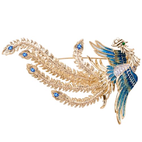 Image of Brooches For Women,14k Gold Plated Copper,Cubic Zirconia Phoenix Enamel Brooch Pins For Women ,Cubic Zirconia Broach