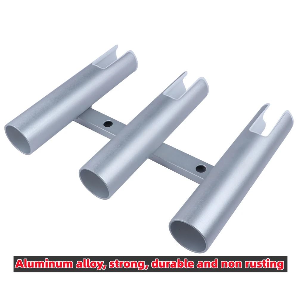 Portacanne da Pesca in Lega di Alluminio, Supporto a Parete a 3 Maglie for Barche Marine, Yacht, Camper, Camper, 3 Tubi
