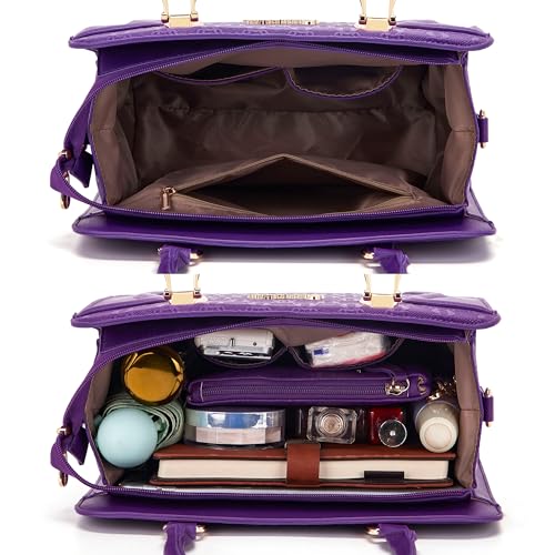 Image of Women's Fashion Handbag Tote Bag Shoulder Top Handle Satchel Purse Set 4pcs | Stylish Style,Chain Texture Design,Ample Space,Bear Doll Decoration,with a Crossbody Strap