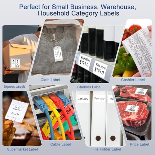 CLABEL 320D Bluetooth Etikettendrucker für Desktop Thermo Etikettiergerät Selbstklebend, Labeldrucker Kompatibel mit PC & Smartphone für Barcode Handel Preis Büro, mit 1 Rolle 60x40mm Etiketten