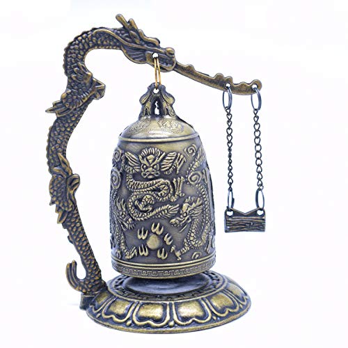 CYRAN Fengshui Vintage Small Dragon Bell Buddhist Collectibles Ornaments, Good Luck Bell, Meditation Home Office Decor