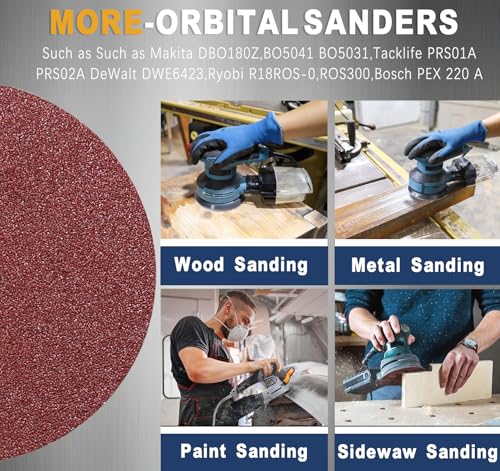 STEBRUAM 100 Stück Schleifpapier 150MM Klett Schleifscheiben 40/60/80/120/180/240/320/400/600/1000 körnung,Profi 150MM Rund No Loch Nass und Trocken Schleifscheibe