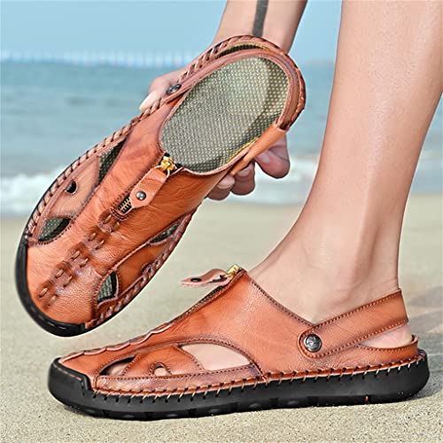 Men's Sandals Breathable Beach Shoes Leisure Flats Men Casual Shoe Slip on Retro Sandals(44)3