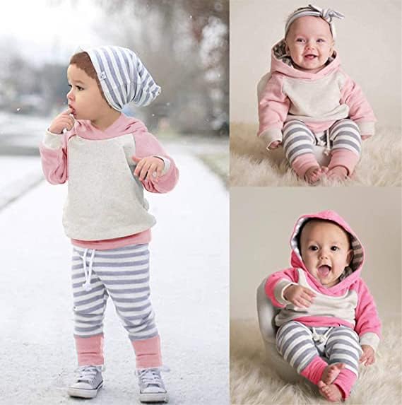 Ritatte Baby Girl Clothes Long Sleeve Hoodie Tops Striped Pants Sweatsuit Set Infant Girl Jogging Suits Fall Winter Outfit - Image 5