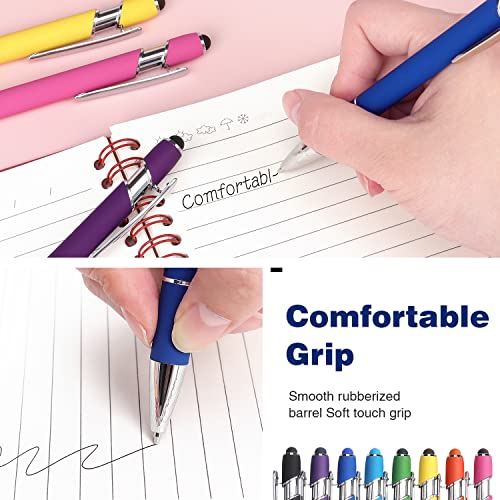 8 Pack Ballpoint Pen 2-In-1 Stylus Retractable Ballpoint Pen With Stylus Tip, Metal Stylus Pen For Touch Screens, 1.0 Mm Black Ink #TOP3