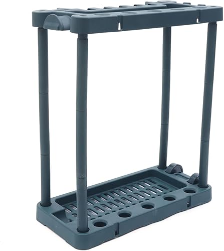 Estante de herramientas de jardín, herramienta de utilidad de garaje al aire libre, mango largo, soporte para trapeador de escoba, torre organizador