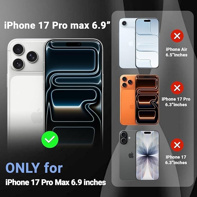 Image of DIZORO Premium Magnetic Case for iPhone 17 Pro Max 6.9-Inch Compatible with MagSafe, Shockproof Phone Bumper Cover, Solid Color Matte TPU Frame, Anti-Scratch Clear - Black