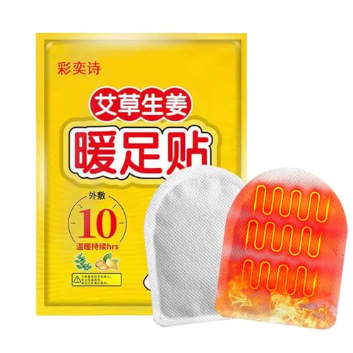 Parches con calefacción a base de – Calentadores de pies con jengibre y ajengibre, Plantillas térmicas desechables sin olor, hasta 10 horas de calor sostenido | Comodidad portátil para pies fríos
