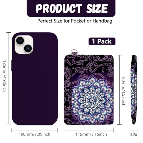 peacoblue Credit Card Holder Slim Wallet, Lotus Pattern RFID Wallet Women Front Pocket Small Card Holder Travel Cute Funny Thin Card Case ID Window PU Leather RFID Blocking Card Organizer Gifts2