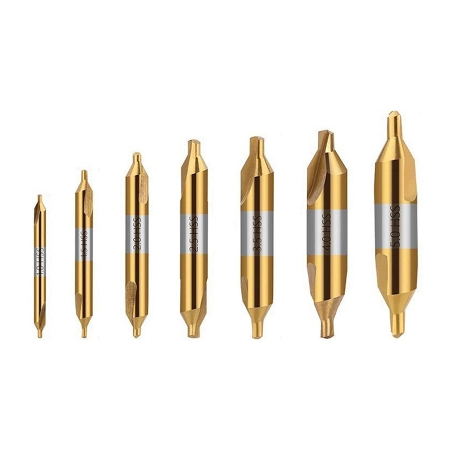 Forets centraux Jeu de 7 forets centraux en acier rapide (1,0 mm, 1,5 mm, 2,0 mm, 3,5 mm, 4,0 mm, 5,0 mm) for le traitement des métaux au tour, durables et faciles à installer