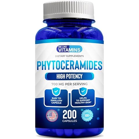 We Like Vitamins Phytoceramides 700mg - 200 Capsules All Natural Wheat Free and Plant Based - Phytoceramide Supplement - 700 mg per Serving - Skin Hydration, Repair, Rejuvination Cover