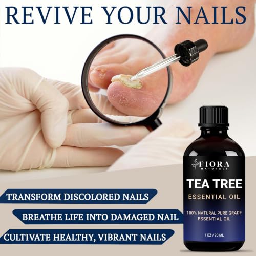 Image of Tea Tree Oil for Toenails - 100% Pure Tea Tree Essential Oil for Skin, Foot Care, Piercing, Dandruff, Hair & Scalp Care. Natural Remedy for Discolored and Damaged Nails, Pure Melaleuca Alternifolia